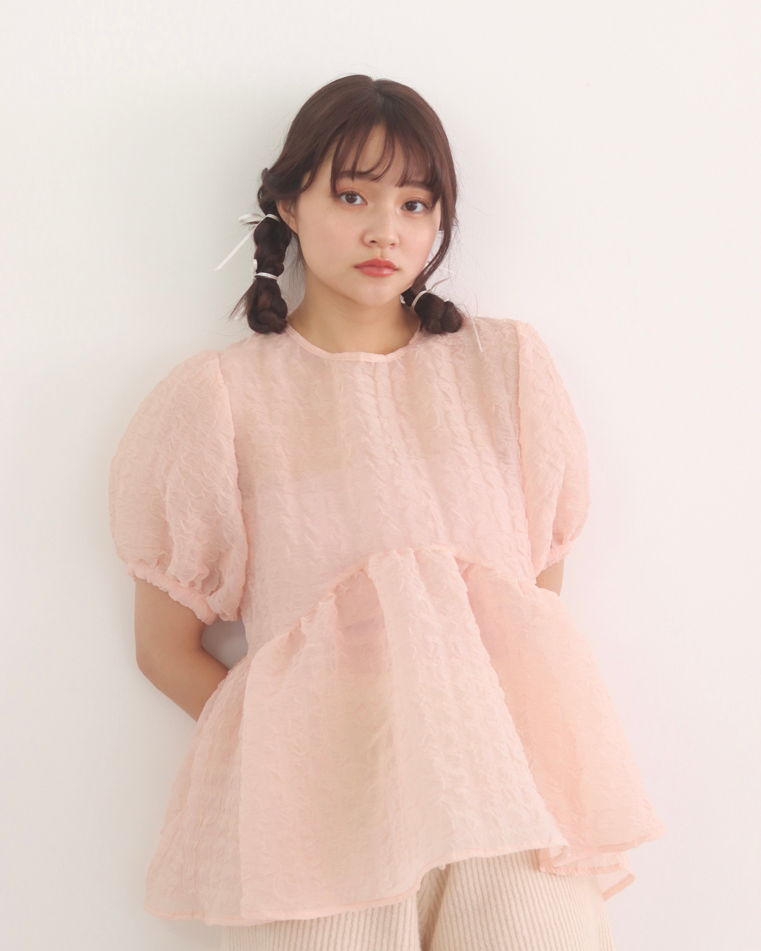 受注販売】ripple sheer peplum blouse – muguet