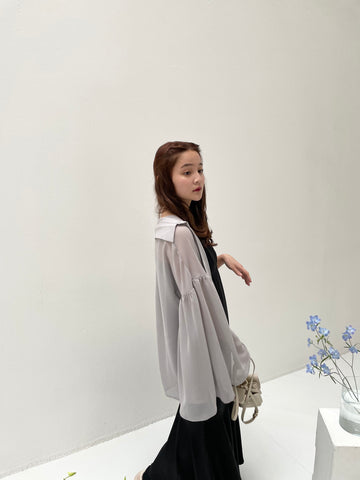 angel drape sheer shirt – muguet