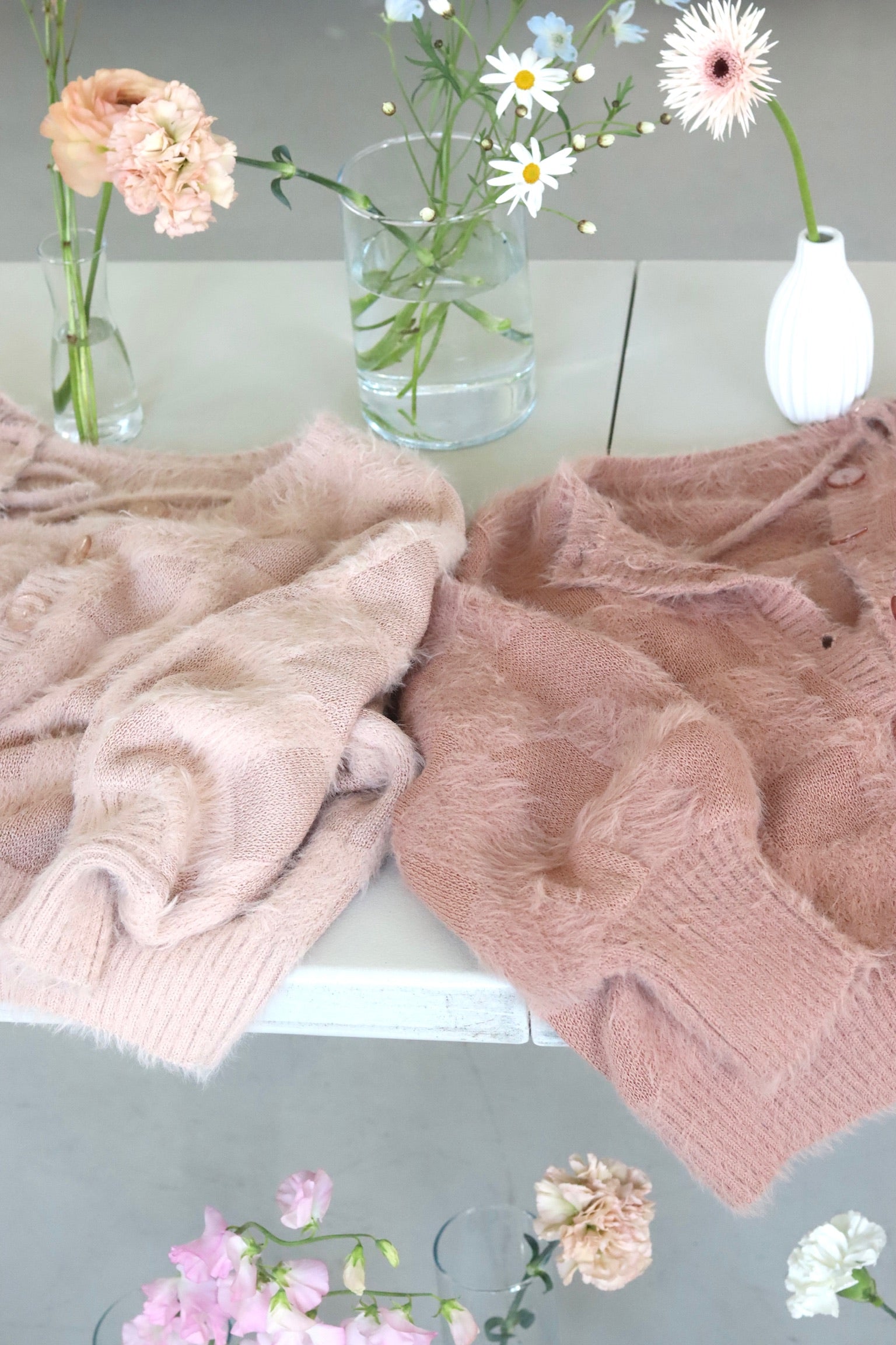 muguet ミュゲ shaggy knit ensemble pink
